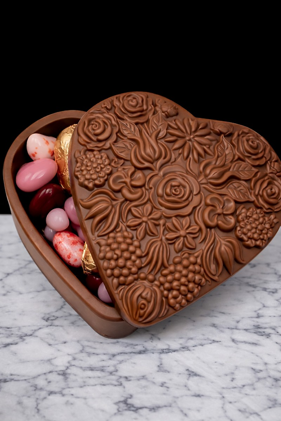 Milk Chocolate Floral Heart Box