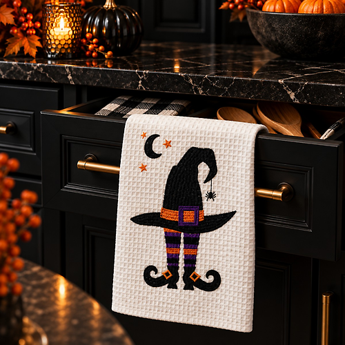 Witchy Ways Halloween Kitchen Towel