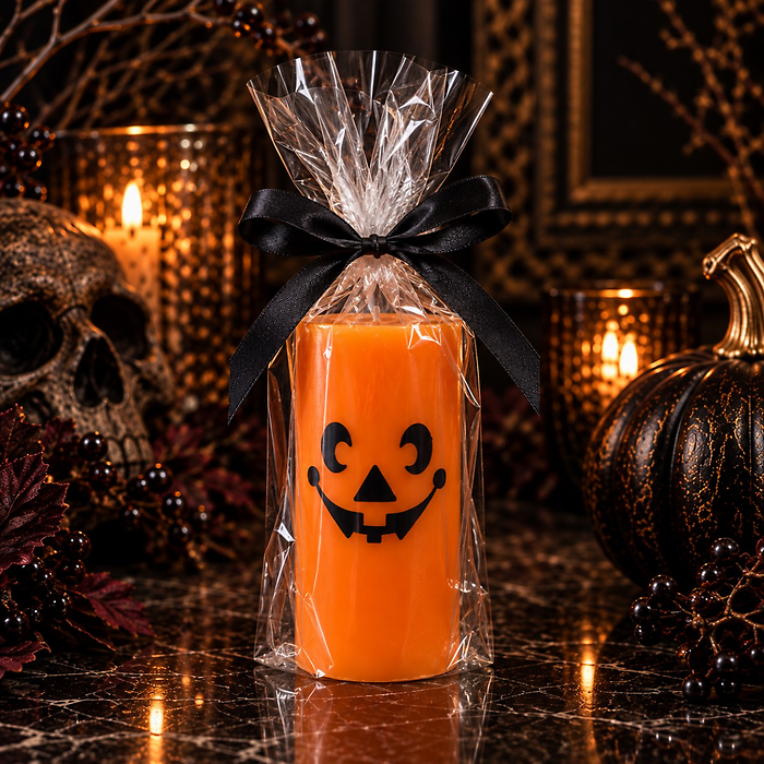 Pumpkin Face Pillar Candle - Small