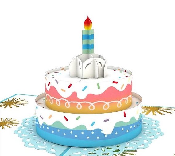 Rainbow Birthday Cake LovePop Card